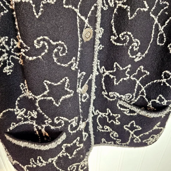 Vintage Geiger Collections Black Wool Coat Austrian Tailored Embroidery Size 40 - Picture 6 of 16